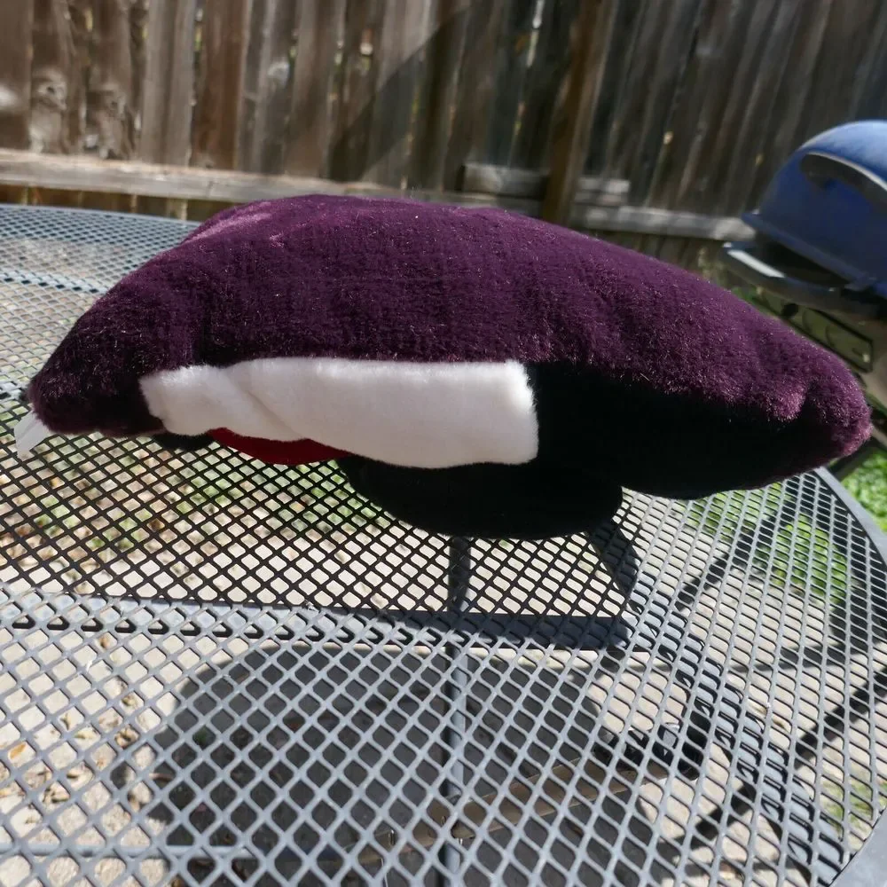 3-D Penguin Plush Pillow Christmas Winter Present Bow Purple 13 inch Vintage